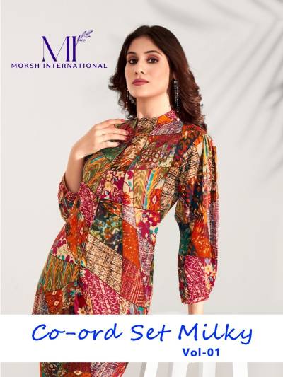 CO-ORD SET MILKY VOL-1 BY MOKSH PREMIUM RIYON EXPORT QUALITY WESTERN WEAR MANUFACTURER IN INDIA